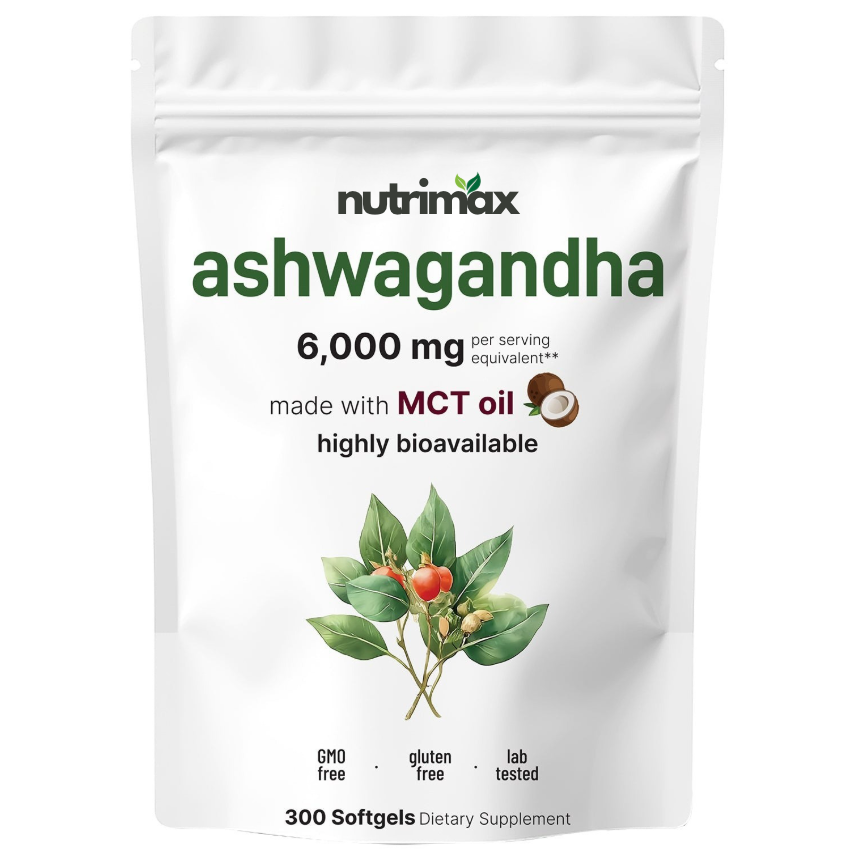 nutrimax™ Ashwagandha en Cápsulas Blandas con Aceite MCT de Coco