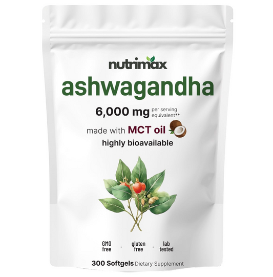 nutrimax™ Ashwagandha en Cápsulas Blandas con Aceite MCT de Coco